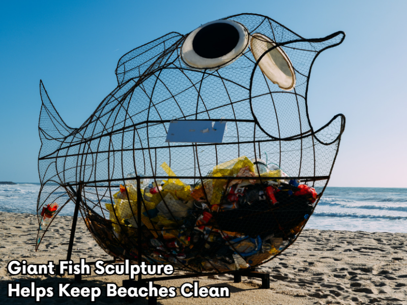 Giant Fish Sculpture Helps Keep Beaches Clean 