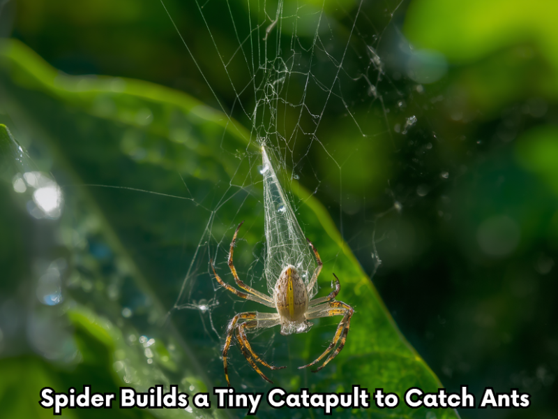 Spider Builds a Tiny Catapult to Catch Ants 